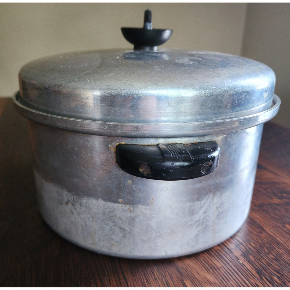 Enterprise Stockpot Aluminum Dutch Oven Vintage Silver Good 10 Gauge Heavy Pot